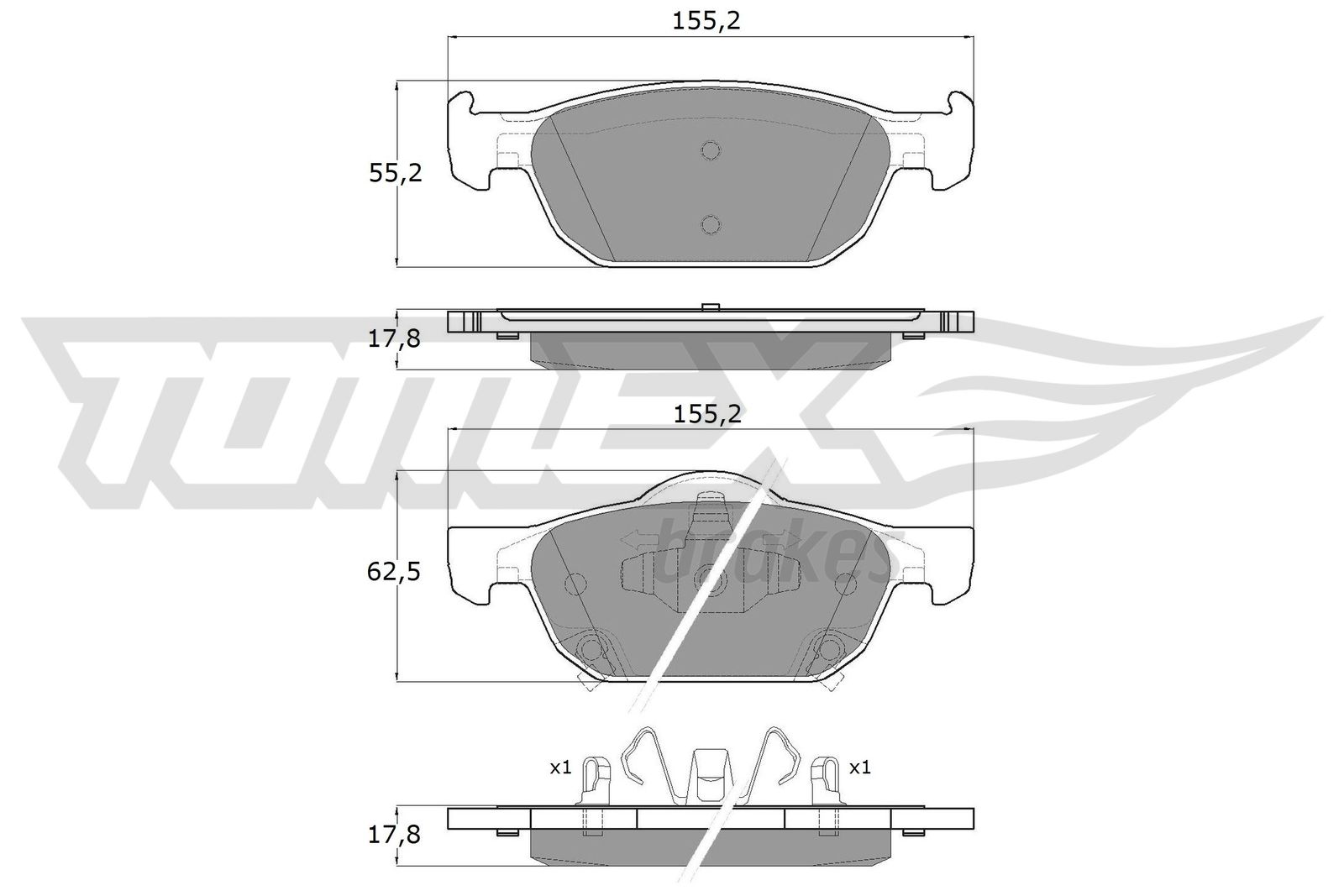 Sada brzdových platničiek kotúčovej brzdy TOMEX Brakes